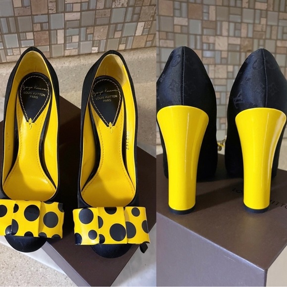 Authentic Louis Vuitton ULTRA RARE Limited Edition Kusama Yellow Polka Dot Heels - Picture 4 of 13